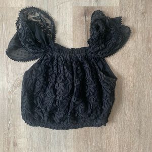 Abercrombie and Fitch black lace crop top size S